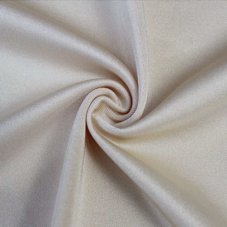 استفاده گسترده از پارچه لباس شنا براق بافتنی 85% پلی استر 15% اسپندکس تار برای لباس یوگا بیکینی