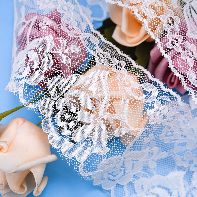 نایلون کش 4 سانتی متری تزیین توری گلدار تزیین لباس عروسی توری 9127#