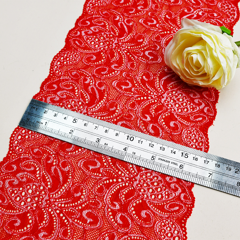 توری زنانه گلدار سفید کشدار 17.5 سانتی متری تولید کننده توری با کیفیت بالا 5199#