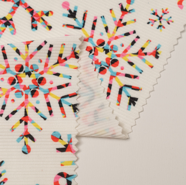 پارچه نساجی دنده ای سفارشی 90% پلی استر 10% اسپندکس چاپی پارچه کش باف آجدار برای لباس شنا لباس یوگا