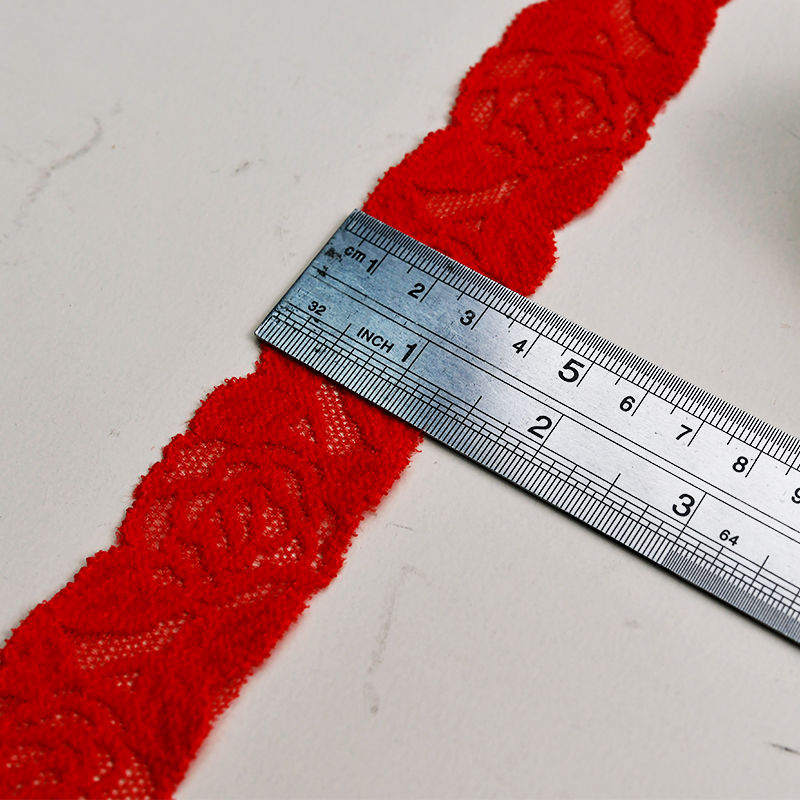 توری الاستیک 3.5 سانتی متری مد 3 بعدی نایلونی اسپندکس کشدار توری گلدار سفید 116656#