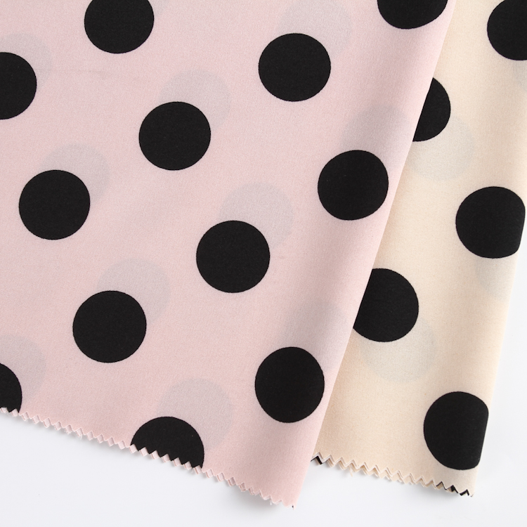 پارچه نساجی چاپ شده 90% پلی استر 10% اسپندکس پولکا دات اسپندکس چاپ شده برای پوشاک لباس شنا