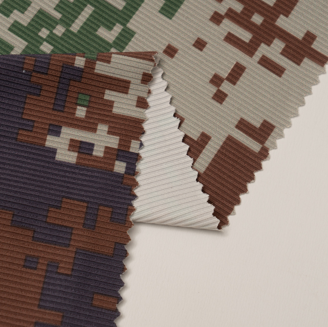 پارچه نساجی دنده ای سفارشی 90% پلی استر 10% اسپندکس چاپی پارچه کش باف آجدار برای لباس شنا لباس یوگا