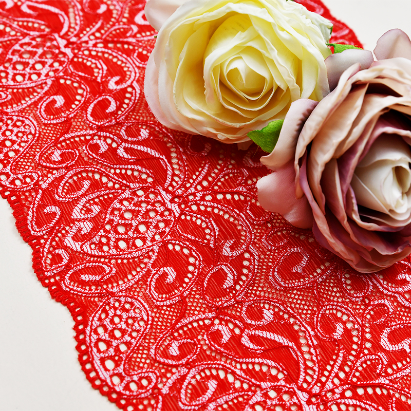 توری زنانه گلدار سفید کشدار 17.5 سانتی متری تولید کننده توری با کیفیت بالا 5199#