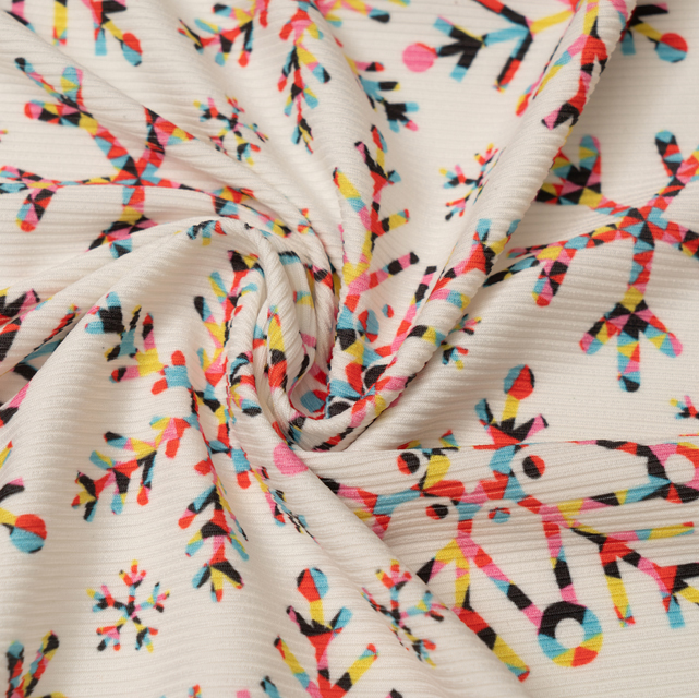 پارچه نساجی دنده ای سفارشی 90% پلی استر 10% اسپندکس چاپی پارچه کش باف آجدار برای لباس شنا لباس یوگا