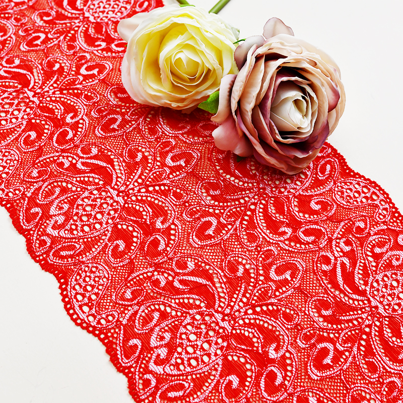 توری زنانه گلدار سفید کشدار 17.5 سانتی متری تولید کننده توری با کیفیت بالا 5199#