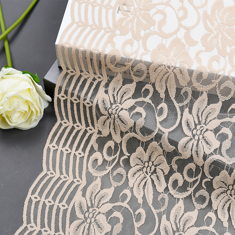 توری توری گلدار سفید کشدار 22 سانتی متری تولید کننده حرفه ای توری زنانه 3126#