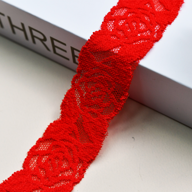 توری الاستیک 3.5 سانتی متری مد 3 بعدی نایلونی اسپندکس کشدار توری گلدار سفید 116656#