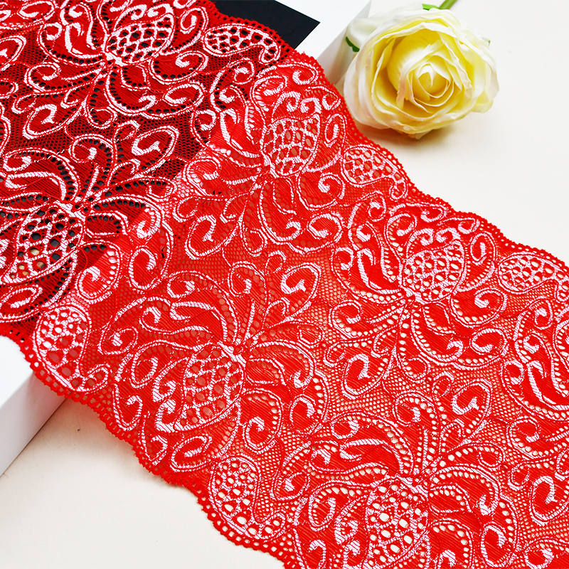 توری زنانه گلدار سفید کشدار 17.5 سانتی متری تولید کننده توری با کیفیت بالا 5199#