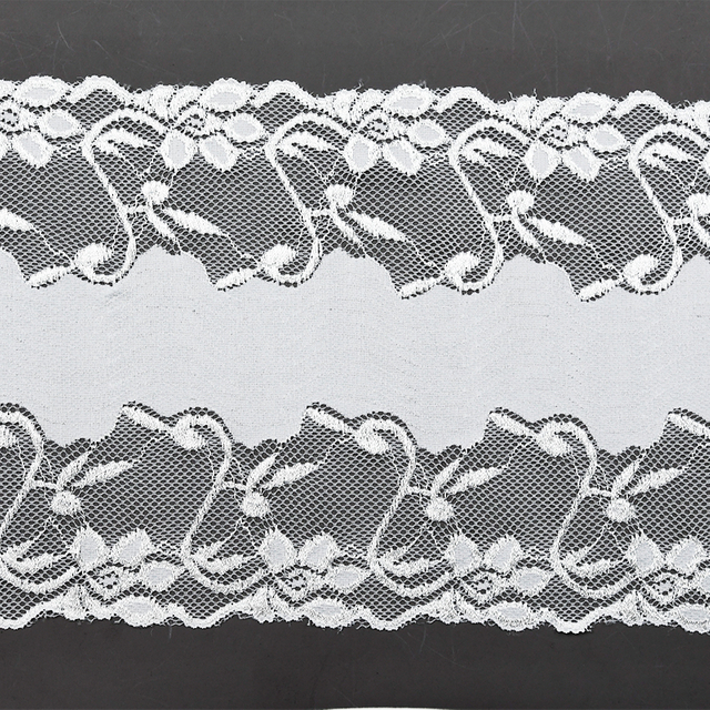 توری توری گلدار سفید کشدار 21.5 سانتی متری تولید کننده حرفه ای توری زنانه 615#